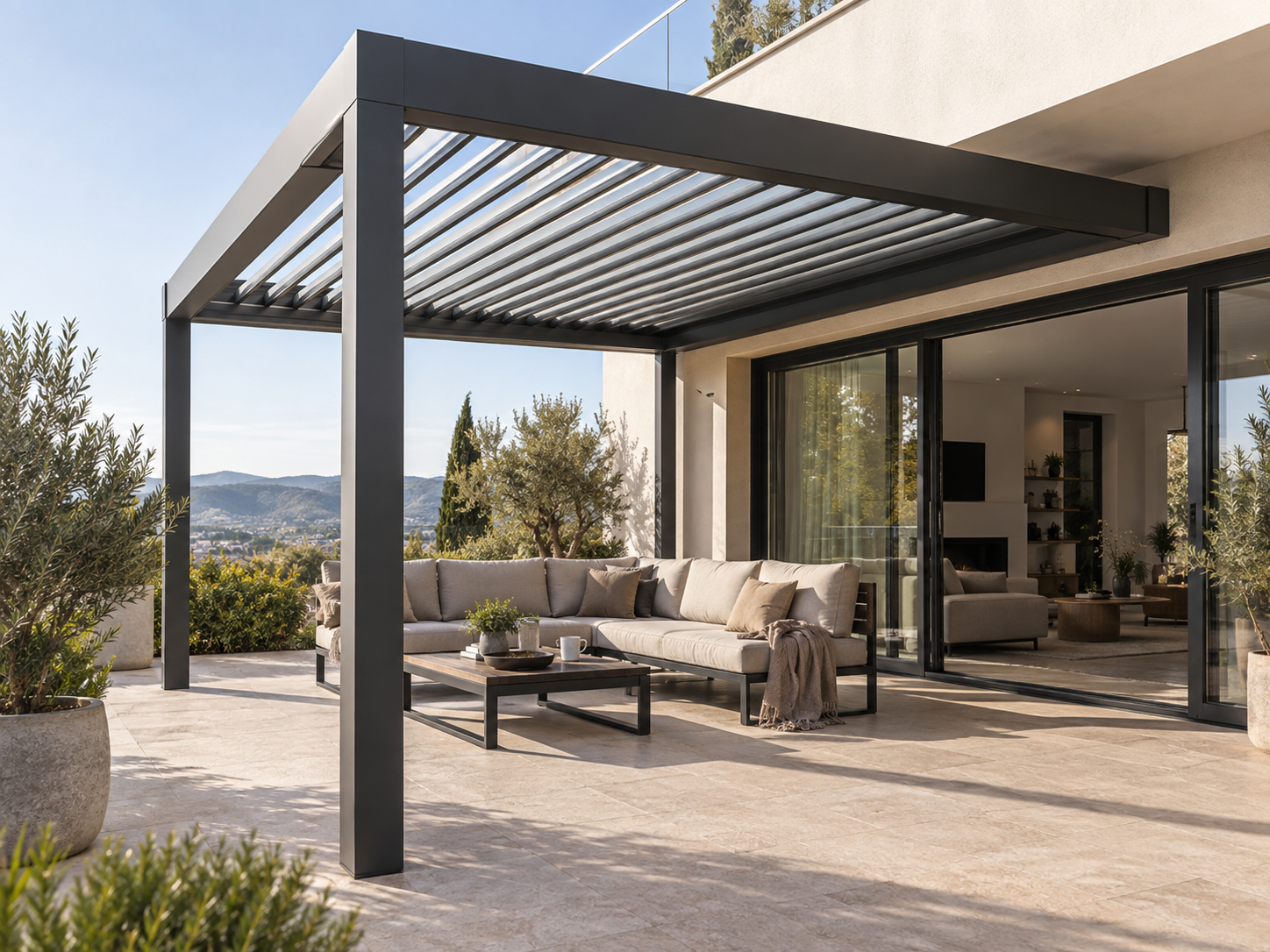 Pergola z otwartymi lamelami