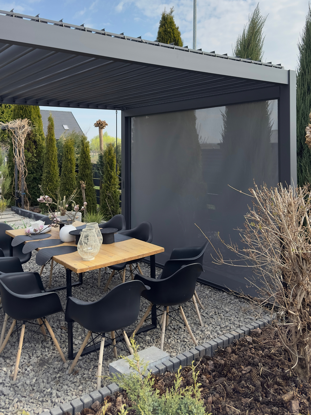 Pergola Premium Anthracite 3 × 6 m z roletą opuszczaną Premium 3 m