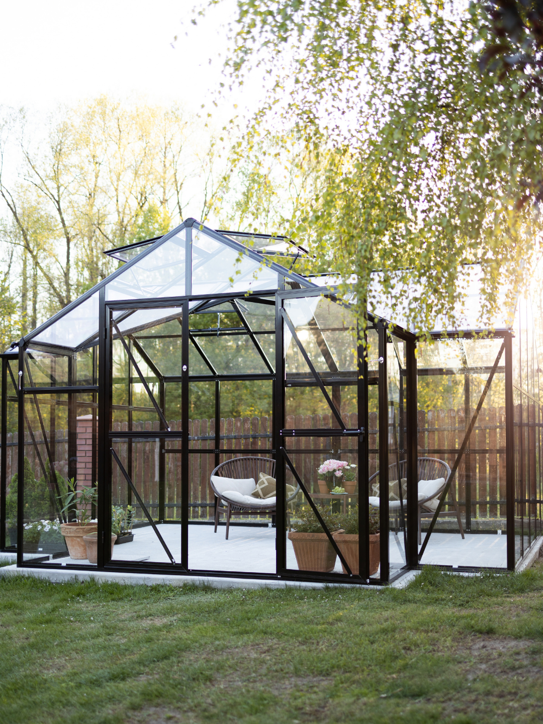 Ogród zimowy Tribeca Black 433 × 360 cm Solid PC Glass