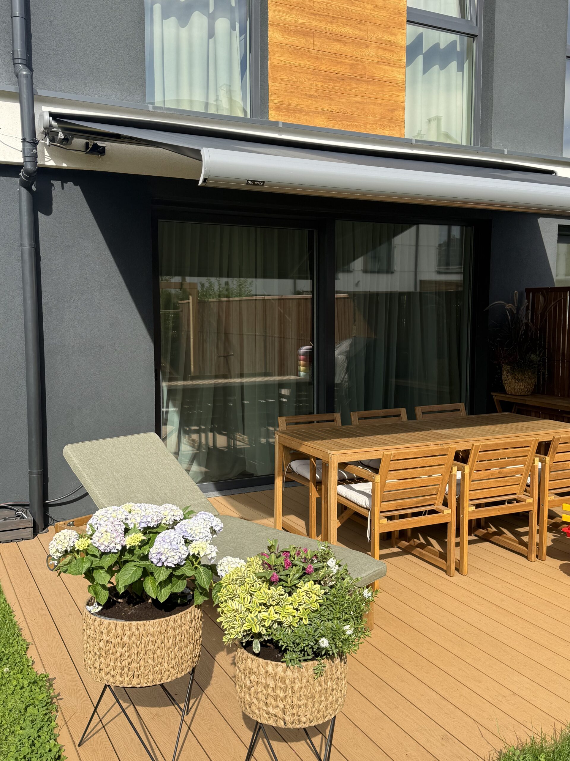 Markiza Deluxe Automatic Grey 450 × 300 cm z oświetleniem LED